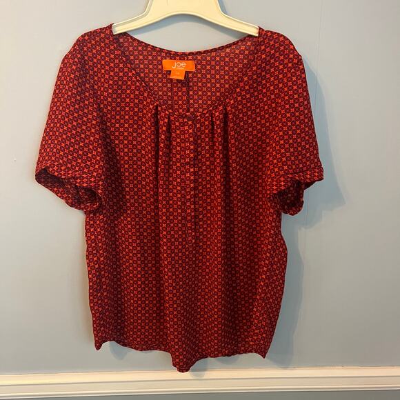 Joe Fresh Red White Blouse Top Size Large - Picture 4 of 10